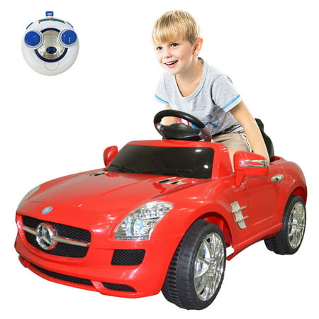 Goplus red mercedes benz sls r/c mp3 kids ride on car electric battery (Best Forklift Motor For Electric Car)