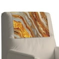 thumbnail image 4 of SCRAWLGOD Marble Print Golden White 3 Piece Sofa Headrest Protector Non Slip Headrest Cover for Recline Chair PU Leather Couch Chair Head Protector for Living Room Decor 17x27in, 4 of 7