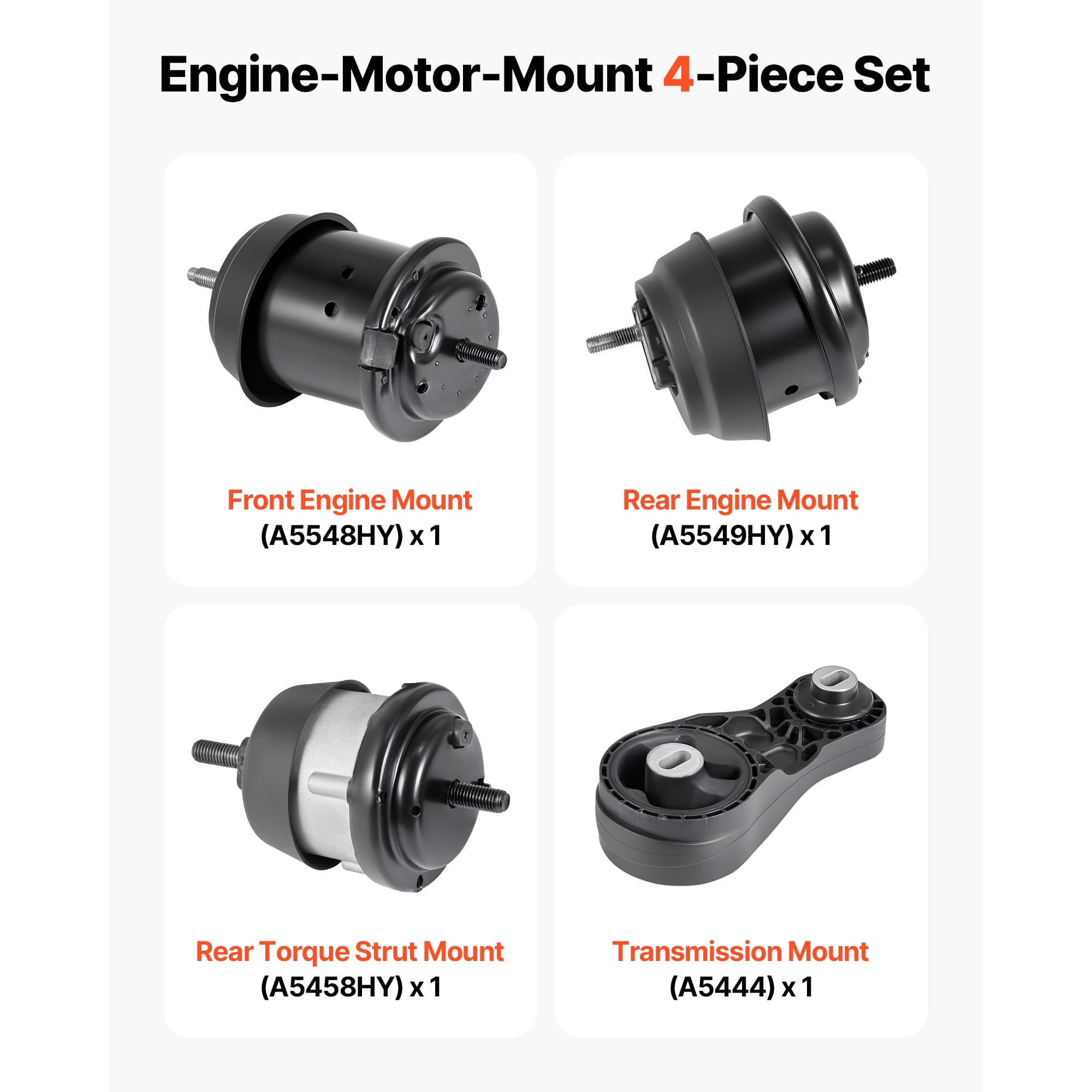 KFFKFF Engine and Transmission Motor Mount Kit Replacement, Set of 4, Compatible with 2009–2017 Chevrolet Traverse 3.6L V6, Replace OE# A5548HY, A5549HY, A5458HY, A5444, Provides Stable Support