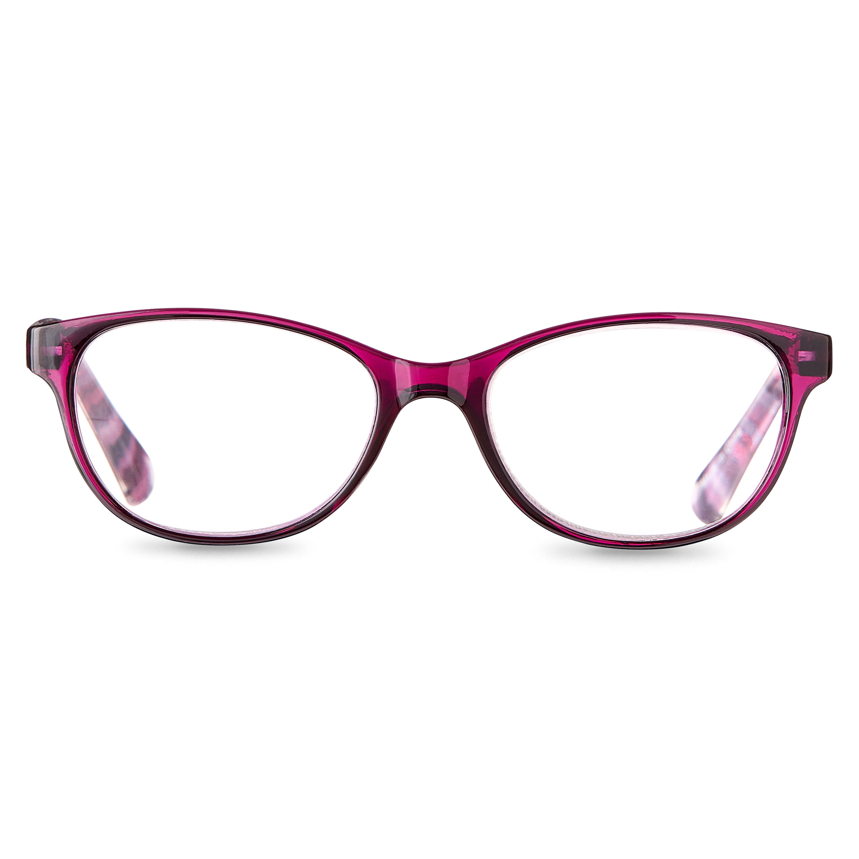 (2 pack) Equate Women's Heather Oval Reading Glasses with Case, Purple, +1.75
