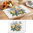 thumbnail image 6 of Yellow Blue Floral Leaves Placemats Set of 4 Garden Flowers Botanical Place Mats Indoor Wipeable Table Mats Washable Cloth Dining Table Placemats for Kitchen Holiday Party Home Decor 13x19 Inch, 6 of 9