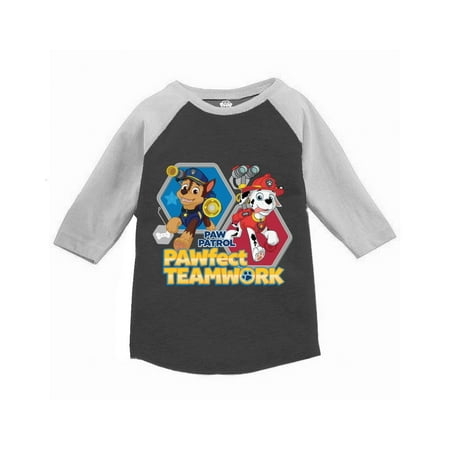 

Paw Patrol Marshall Chase Toddler Raglan Long Sleeve Shirts - 3T 4T 5T - Pawfect Teamwork Tshirt Paw Patrol Tee