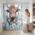 thumbnail image 5 of TIELUTT Cow Pattern Shower Curtain Farmhouse Style Cute Cow Light Shower Curtain Beach Shower Curtain and Rug Set for Bathroom Taupe Toilet Wax Ring Bathroom Needs People Bathroom Set without Shower, 5 of 5