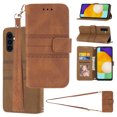 thumbnail image 1 of TECH CIRCLE Case for Samsung Galaxy A13 5G,Magnetic Leather Card Pocket Wallet Shockproof Case Rubber Kickstand Crossbody Strap Hybrid Rubber Cover,Brown, 1 of 5