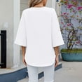 thumbnail image 7 of SNKSDGM Women's Tops Dressy Casual Blouses Women's Fashion Casual Spring/Summer Solid Color V Neck Medium Sleeve Loose Chiffon Shirt Women's Top T Shirt Summer Tops for Women Trendy 2025 for Cruise, 7 of 7