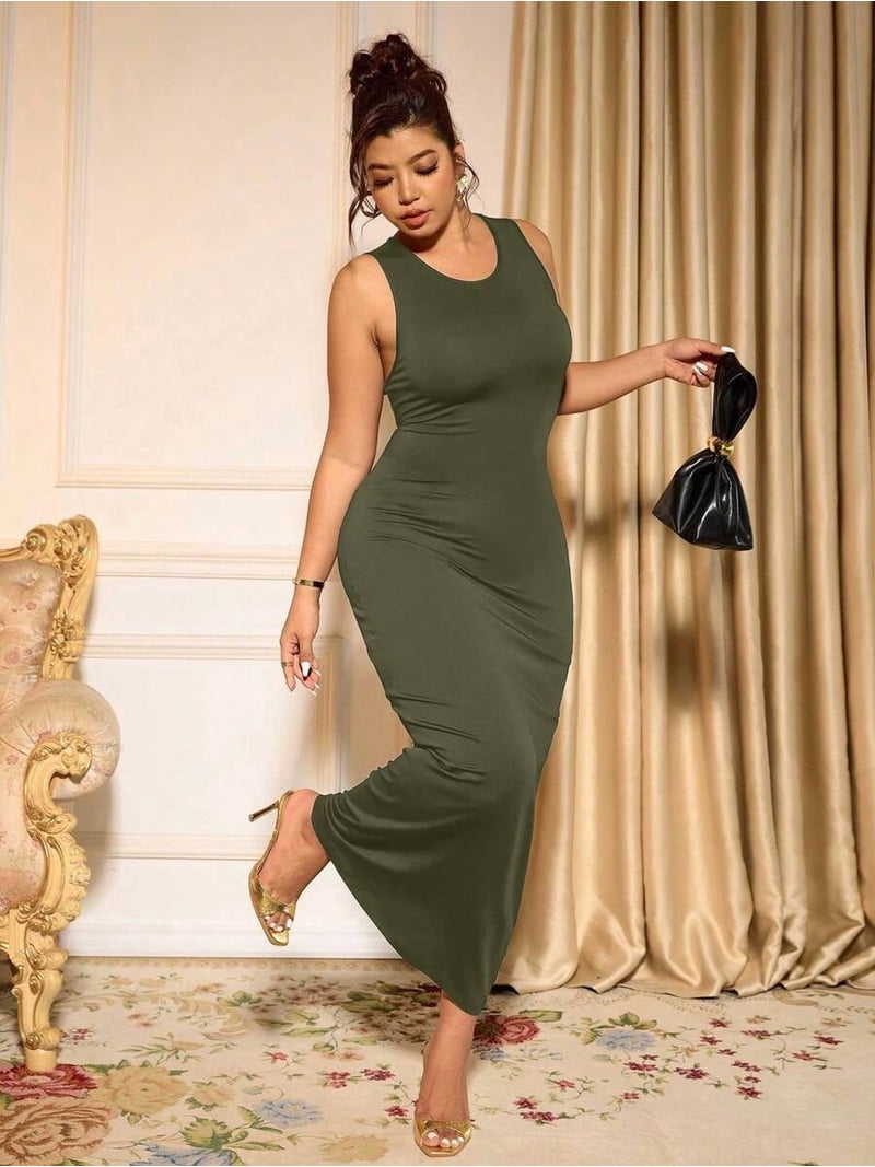 army green fitted dress One shoulder fitted dress.Not transparent.Military Green.Light elastic.Size  S