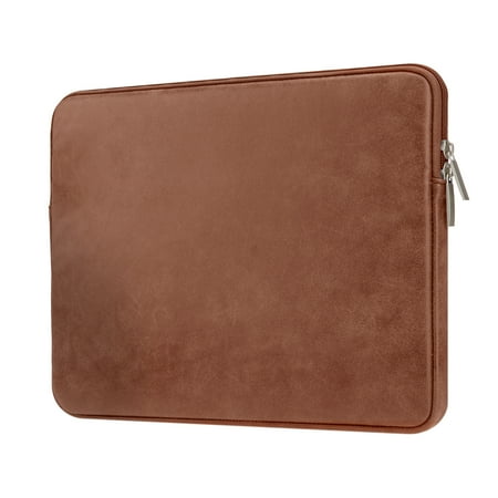 LLAYOO 11 Inch Laptop Sleeve PU Suede Leather Case Protective Padded Cover Water Resistant Bag Compatible with 11.6 MacBook Air Surface Pro for 11 Notebook Computer Tablet Chromebook (Brown)