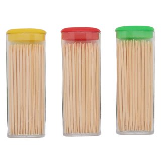 Chef Craft Porta Stuzzicadenti Tascabile In Bambù - Set Da 2 Con 60 Pezzi
