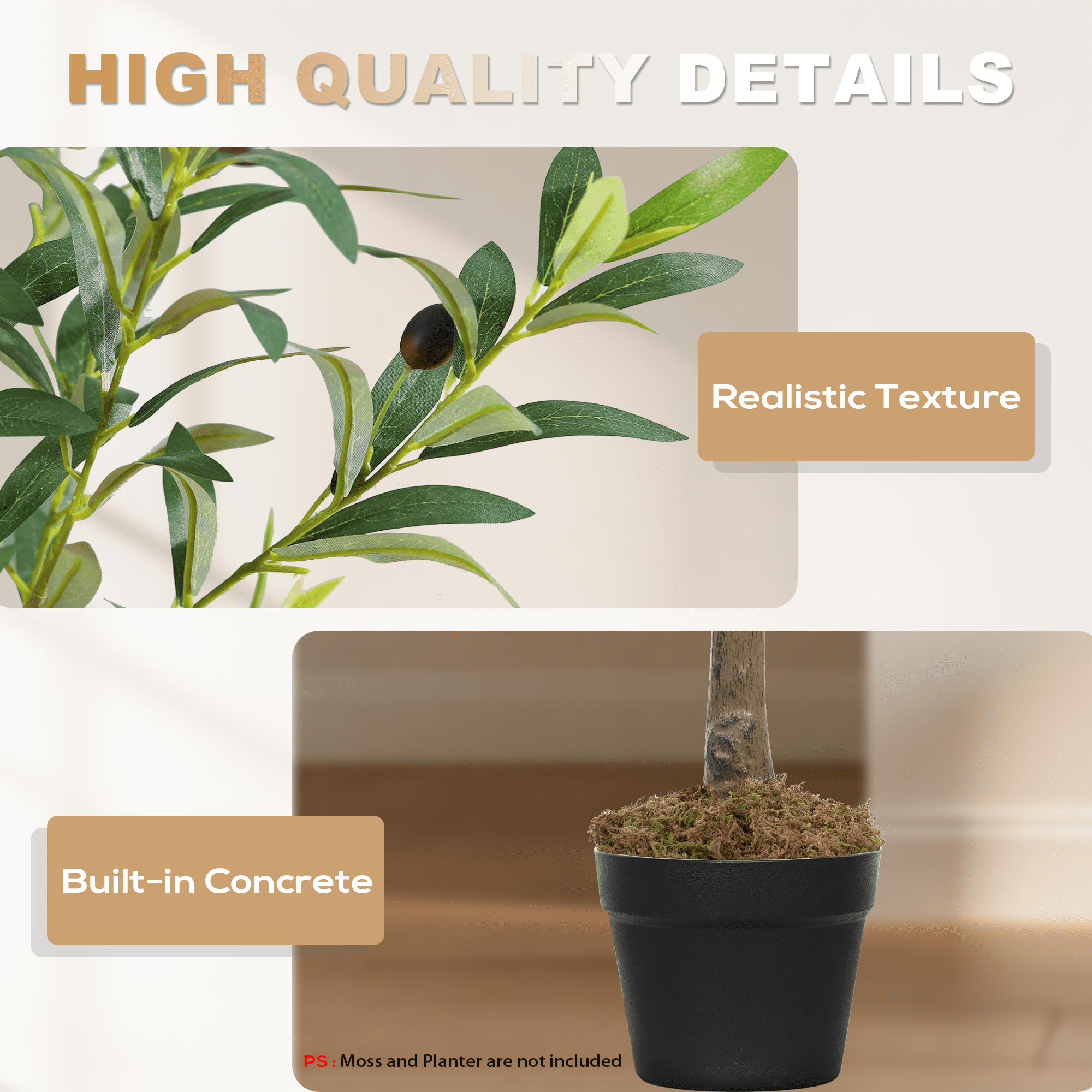 OLIVIVI Artificial Olive Tree 6FT Tall Faux Silk Plant for Home Office Decor Indoor Outdoor Fake Lifelike Potted Plant with Wood Branches 1 pack