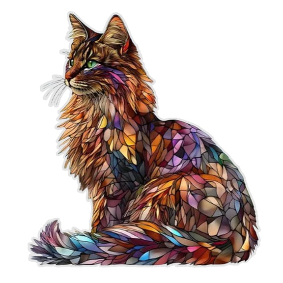 OIUR Cat Stained Art Ornament Acrylic Window Hanging Sun Catcher Colorful Cat Panel Wall Hanging Art Decor for Cat Lovers