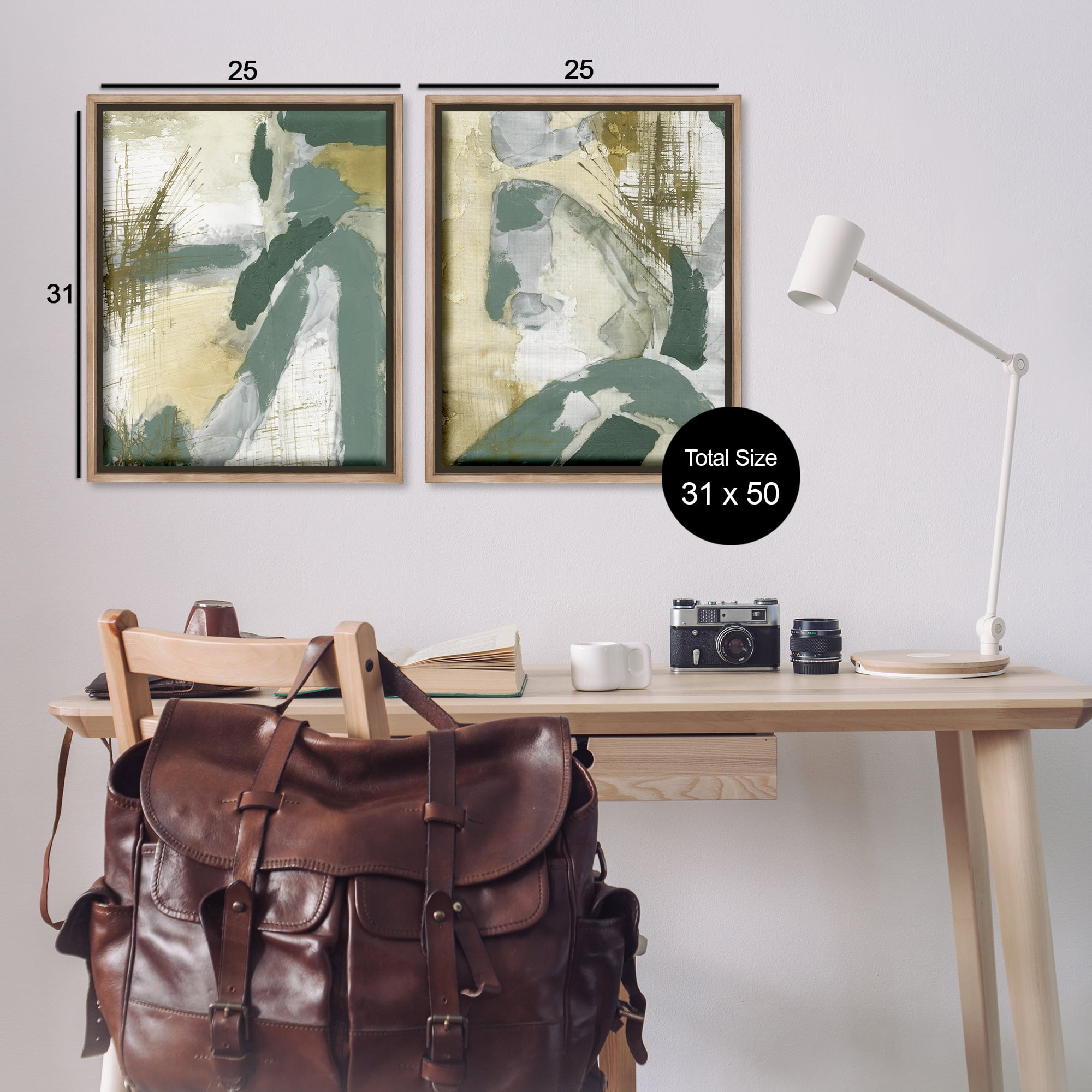 Stupell Industries Rustic Abstraction in Neutrals Abstract Painting Brown Floater Framed Canvas Art Print Wall Art, 31 x 25, Set of 2