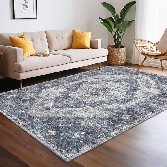 10x13 Vintage Oriental Distressed Area Rug, Machine Washable, Non-Slip Backing, Living Room