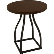 Round Side Table with Metal Pedestal Base (Brown)