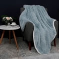 thumbnail image 2 of PiccoCasa Faux Fur Blanket Soft Warm Reversible Shaggy  Pale Gray Twin/160 x 203cm/60" x 80", 2 of 8