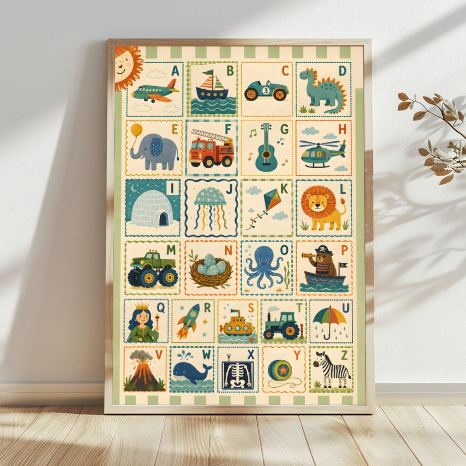 Alphabet Learning Abc Animal Chart Educational Nursery Wall Art Preschool Classroom Learning Print Homeschool Decor