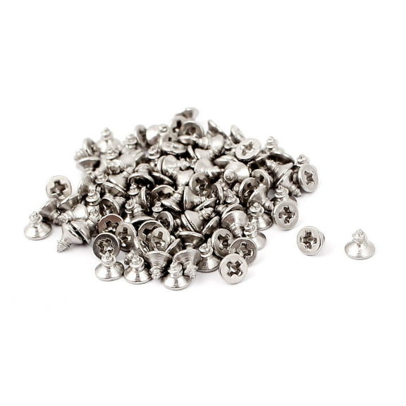 M1.8 x 3mm Flat Head Self Tapping Screw Fasteners 100 Pcs
