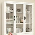 thumbnail image 3 of KULAGAGA Large Bookcase Display Cabinet with Glass Door and Drawers, 6-Door Kitchen Pantry Storage Cabinet for Living Room, White, 3 of 6