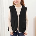 thumbnail image 5 of Nwiuh Girls' Boys Sherpa Fleece Vest Sleeveless Jacket Outwear Lightweight Solid Color Cute Jacket with Pockets (Black, 11-12 Years), 5 of 7