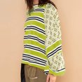 thumbnail image 4 of miqiqism Women's Oversized Patchwork T Shirts Fall Long Puff Sleeve Loose Sweatshirts Lady Trendy Striped Color Block Pullover Tops Blouses,Green,Medium, 4 of 6