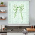 thumbnail image 5 of Green Bow Sheer Curtains 45 Inches Long, Cute Bowknot Minimalist Solid Color Light Filering Curtains, Breathable Simi Curtain Privacy Drapes for Kitchen Bathroom Lightweight Small Window Treatment, 5 of 9