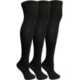 thumbnail image 3 of Yacht&Smith Womens Over the Knee Socks, 3 Pairs Premium Soft, Chic Colorful Patterned (3 Pairs Solid Black), 3 of 7