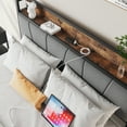 thumbnail image 4 of SYNGAR Platform Bed Frame Full Size with Storage Headboard, 2 Charging Outlets and USB Ports, Industrial Metal Full Bed Frame with Strong Slat Support, No Box Spring Needed, Rustic Brown, 4 of 8