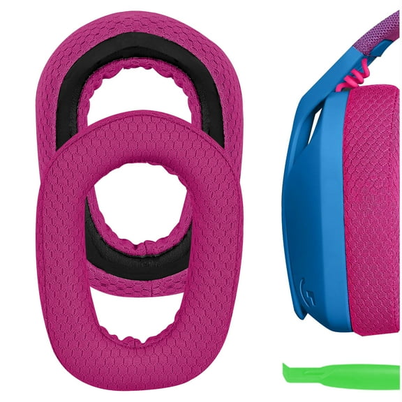 Geekria Comfort Mesh Fabric Replacement Ear Pads for Logitech G435, G335 Headphones Ear Cushions, Repair Parts (Red)