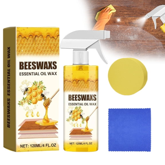 Beeswax Wood Polish Spray, Bees Wax Furniture Polish and Cleaner, Natural Micro-Molecularized Beeswax Spray for Living Rooms,Kitchens,Wood Furniture Floors