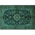 thumbnail image 1 of Ahgly Company Machine Washable Indoor Rectangle Medallion Turquoise Blue Traditional Area Rugs, 7' x 9', 1 of 4