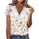 thumbnail image 1 of V Cuello Manga Corta Tops para las Mujeres Plegar Impreso Botón Delantero Casual Blusa Verano, Tops de Verano de las Mujeres V Cuello, 1 of 5