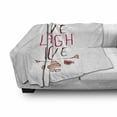thumbnail image 3 of Live Laugh Love Soft Flannel Fleece Blanket, Valentine's Day Theme Typographic Banner Heart Shaped Cookies and Tea Cup, Cozy Plush for Indoor and Outdoor Use, 60" x 80", Multicolor, by Ambesonne, 3 of 6