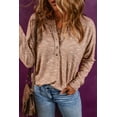 thumbnail image 5 of Women's Chestnut Rib Knit Drop Shoulder Long Sleeve Henley Top, 5 of 5