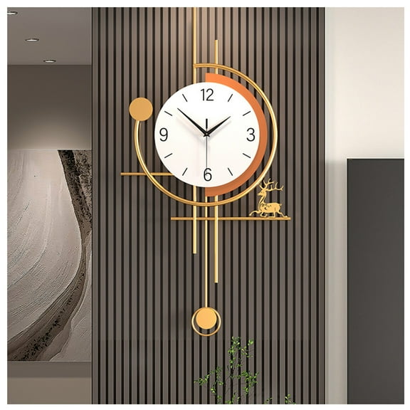 Modern Art Wall Clock for Living Room Home Decoration,Large Metal Decoration Clock Creative Styling Pendulum Fashion Art Decor Silent Movement