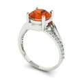 thumbnail image 2 of 1.71 ct Round Cut Simulated Red Diamond Solitaire with Simulated Diamond Accents 14K White Gold Womens Engagement Ring, 2 of 5