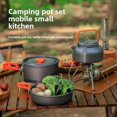 thumbnail image 2 of Eco-Friendly Outdoor Camping Cookware Set for 2-3 People: Lightweight Hard Anodized Aluminum with Heat-Efficient Design, Includes Teapot & Tableware, Customizable Branding, Black DS-308 Picnic, 2 of 6