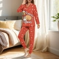 thumbnail image 3 of DISNIMO Women's 2 Piece Lounge Sets Capybara Snowflake Printed Long-Sleeve Pajama Sets with Pocket Button Down Sleepwear with Matching Long Pants Christmas Loungewear Nightwear, 3 of 7