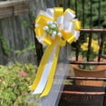 thumbnail image 4 of Yellow & White Wedding Pull Bows with Tulle Tails & Rosebuds - 8" Wide, Set of 6, Easter, Wedding Pew Bows, Reception, 4 of 7