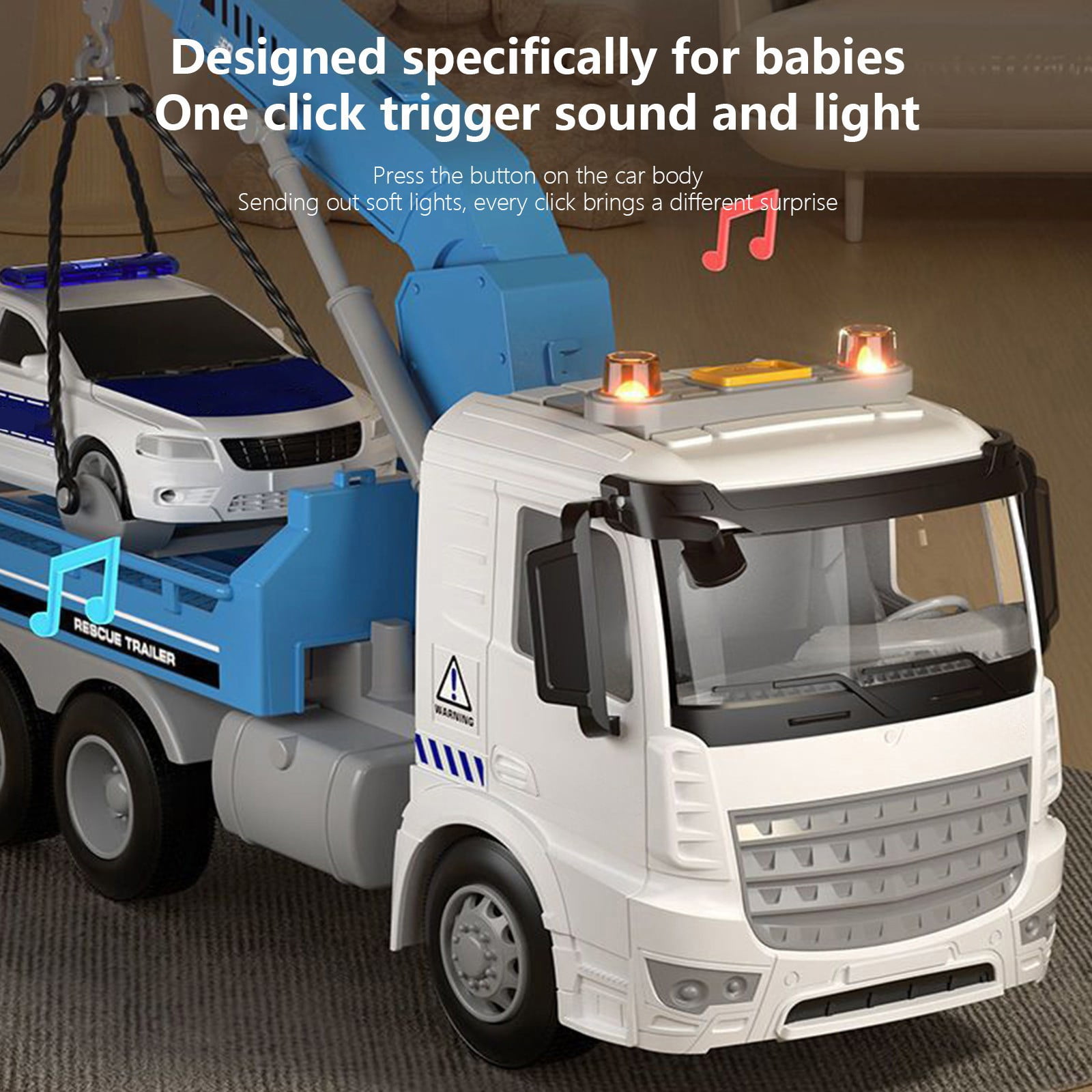 FEOLGEHLY Tow Truck Toy for 3 4 5 6 7 Years Old Boy, Tow Truck with Crane Toy Model, Truck Vehicle Toy with Inertial Function Racing Car, Construction Toy Birthday Gifts for Boys