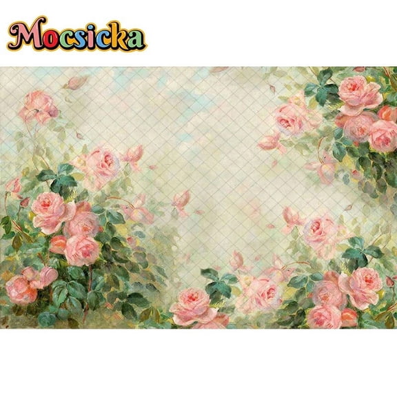 Abstract Floral Backdrop For Kids Adult Art Portrait Photography Hand Painted Flowers Newborn Baby Shower Background Decor Props