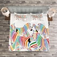 thumbnail image 3 of Ambesonne Funny Quilted Bedspread Set 3 Pcs, Rainbow Inspired Zebra Motifs, Queen Size, Multicolor, 3 of 3