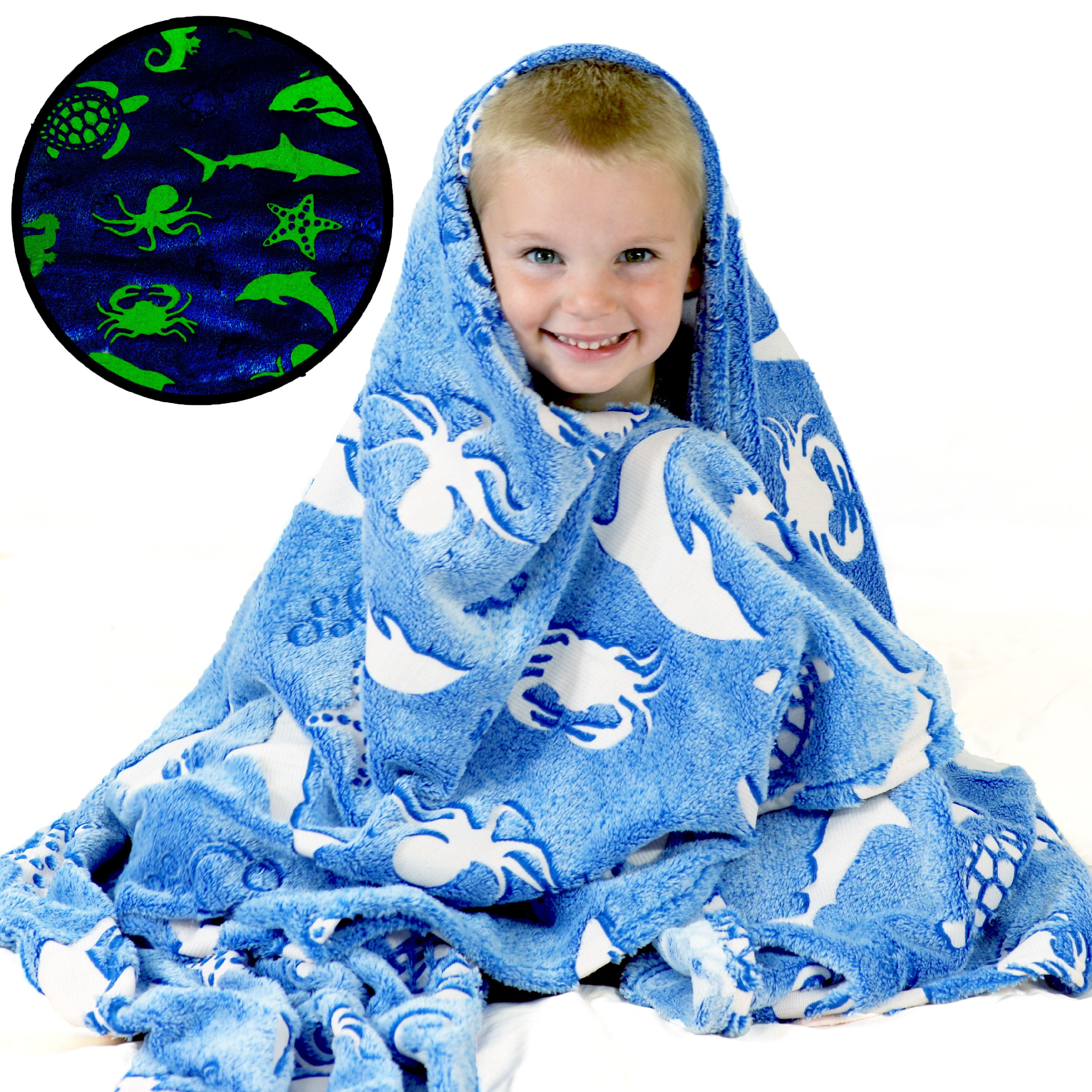Dinosaur Blanket Glow in the Dark Luminous Dino Blanket for Kids Large Plush 