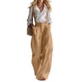 thumbnail image 2 of Amzcrzy Jumpsuits for Women Solid Color Button Down Suspender Pants Adjustable Straps High Waist Pleated Wide Leg Overalls for Casual Office Khaki S, 2 of 6