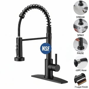 TVOFEK Matte Black Kitchen Faucet with 3-Mode Sprayer