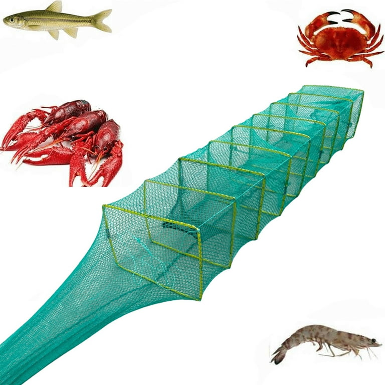Portable Fishing Net Lobster Cage Foldable Crab Fish Catcher Trap (No.2), Multicolor