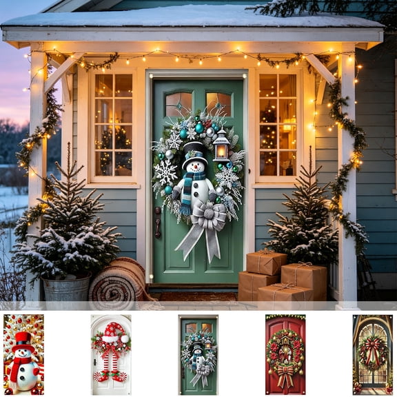 Ouuluon Durable Festive Christmas Door Cover, 35x71 inch Curtain for Door Wall Holiday Party Decoration