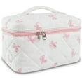 thumbnail image 6 of Bow Makeup Bag Organizer, Travel Makeup Bags for Women, Quilted Cosmetic Bag for Women, Large Travel Toiletry Bag, Cute Makeup Bags for Teen Girls, Cute Toiletry Bag Organizer, 6 of 12