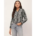 thumbnail image 2 of Moomaya Printed Button-Down Shirts For Women, Mandarin Roll-Up Sleeve Shirts, 2 of 8