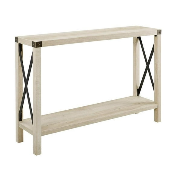 Pemberly Row 46" Metal Entry Table in White Oak