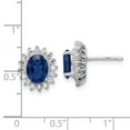 thumbnail image 2 of Ster. Silver Rhodium Plated Brilliant-cut Lab Created Blue Spinel Brilliant-cut White CZ Oval Halo Post Earrings 12x10mm, 2 of 2