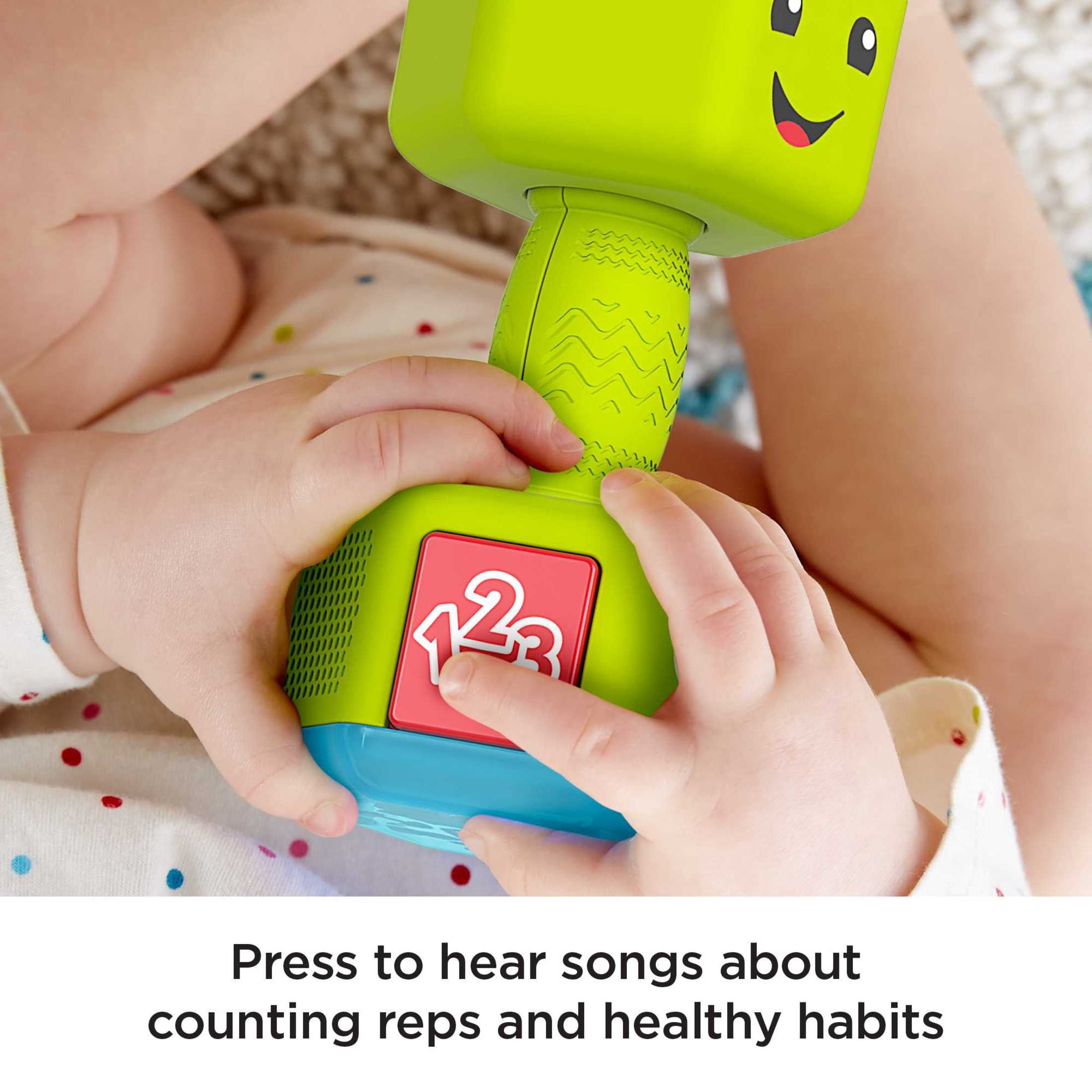 Fisher-Price Laugh & Learn Countin’ Reps Dumbbell Musical Baby Rattle Toy for Unsex Infant & Toddler